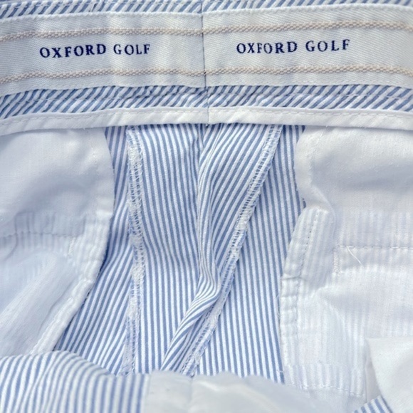 Men’s Blue & White Pin Striped Oxford Golf Stretch Cotton & Spandex Golf Pants - Picture 7 of 8